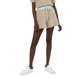 Off-White Beige Terry Drawstring Shorts with White Waistband